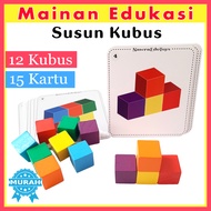 Montessori Cube Stacking Educational Toys Color Pattern