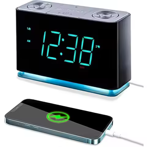 Smartset Alarm Clock Radio with Bluetooth Speaker with USB Port for iPhone/iPad/iPod/Android and Tab