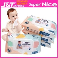 SN_ Q.BABY 80PCS NON ALCOHOL BABY WIPES / BABY WET TISSUE ANTI BACTERIAL ALCOHOL FREE WET TISSUE / T