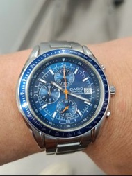 Casio Edifice 卡西歐石英計時秒錶，Chronograph,全鋼，40mm直径，17cm   全長，功能正常