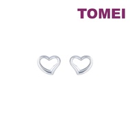 TOMEI Heart Frame Earrings, White Gold 585