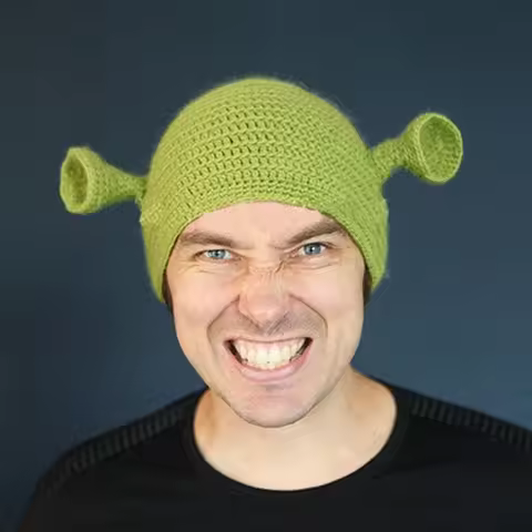 New Monster Shrek Hat Wool Winter Knitted Hats Green Party Funny Beanie Skullies Cap for Women Men P