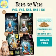 Bite of Wild P42 F42 K42 B45 1 kg FREE Pouch Treats Freeze Dried - Premium Dry Cat Food Kitten and A