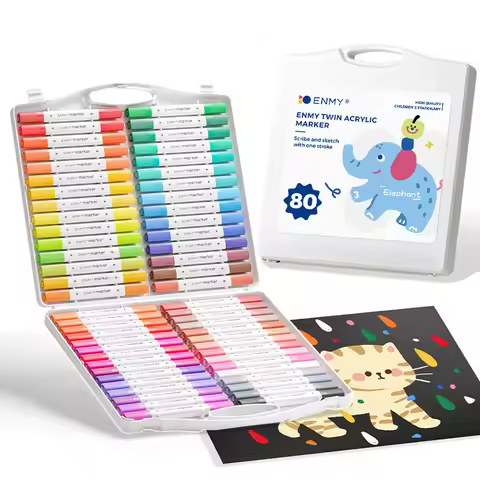 ENMY Acrylic Markers Dual-Tip FastDrying Waterproof Colorful Markers DIY Enthusiasts 24/36/48/60/80 