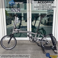 ACEOFFIX C5 Folding Bike Aluminium Frame 5-Speed with Carbon Parts (Titanium Grey)