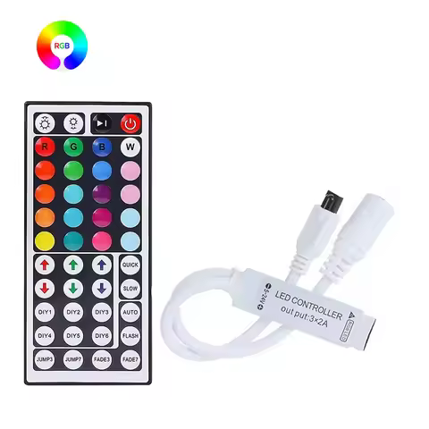 12v 4pin LED Lighting Controller RGB LED Lights Controller Mini Receiver Controler 44key Remote Led