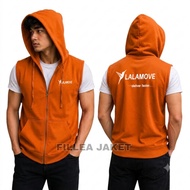 Jacket Vest Hoodie Tanpa Lengan Driver Lalamove Fleece | Jacket Rompi Hoodie Resleting Driver Lalamo