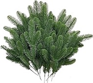 Buart 60 Pcs Artificial Pine Branches Green Plants Pine Needles DIY Accessories for Garland Wreath Christmas and Home Garden Decor (30, Green)