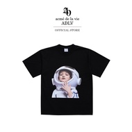 ADLV [acme de la vie] Oversize T-Shirt Baby Face Short Sleeve Black Astronaut (50121OBFSSU_F3BKXX) O