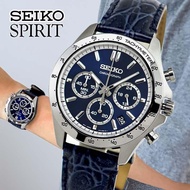 超平一套出售 全新全套齊 精工 Seiko Spirit Chronograph SBTR021 + SBTR019 quartz 8T63 JDM 黑面 放射藍面 計時款 皮帶摺扣 三年日本保用證 