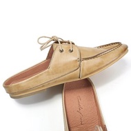 真皮男鞋 休閒鞋 牛皮拖鞋 膠底懶人鞋 英倫風輕便鞋 平底鞋 皮鞋
