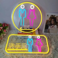 Toilet Signboard Luminous Toilet Sign Guide Hanging Tag With Light Acrylic LED 霓虹灯 洗手间发光牌 WC厕所标 AE2