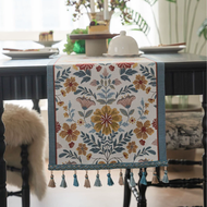 4/6/8/10 Seaters Vintage Boho Geometric Floral Table Runner Jacquard Tassel Tablerunners Pendant Tea