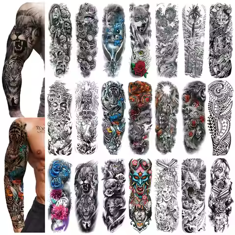 Waterproof Temporary Tattoo Sticker Totem Geometric Full Arm Large Size Sleeve Tatoo Fake tatto flas