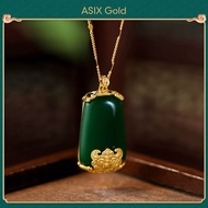 Vòng Cổ Mặt Dây Ngọc Phỉ Thúy 5 Phúc Bạc S925 Mạ Vàng 18K