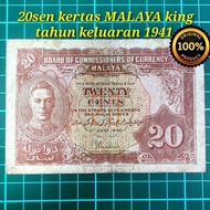 A759 duit 20sen kertas MALAYA duit zaman British duit Malaysia lama duit syiling lama barang antik b