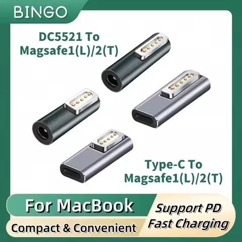 Type-C Female / DC5211 To Magsafe 1L / 2T Magnetic Charge Head for MacBook Air / Pro 45W 60W 85W Ser