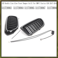 LED Double Line Glow Front Bumper Grill for     5 Series G30 2017-2019 51137390863 51137390864  Raci