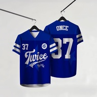 TWICE This Is for Blue Series V-neck Short-sleeved Jersey Top
