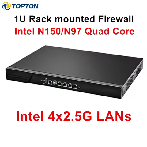 Topton 1U Rack Firewall Appliance Intel N150 N97 Quad Core 4x i226-V 2.5G LANs DDR5 Mini PC VPN Netw