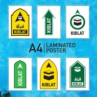 [Laminated Poster] A4 Size Papan Tanda Signage Arah Kiblat/KIBLAT