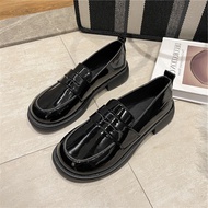 🤍beauty shoes🤍รองเท้า Mary Jane ใหม่พร้อมหัวเข็มขัดโลหะ รองเท้าโลฟเฟอร์พื้นหนากันน้ำสูง 5 ซม.