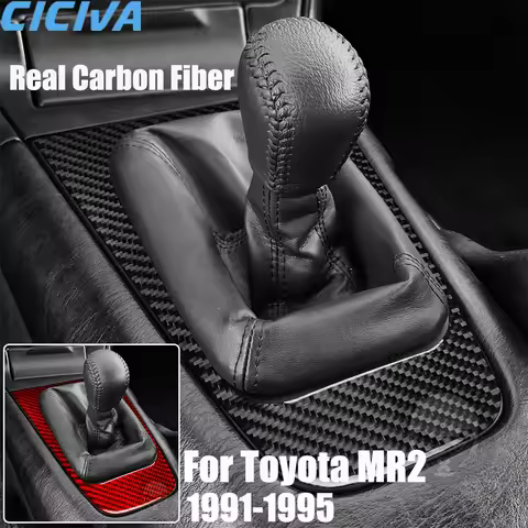 Real Carbon Fiber Car Accessories Gear Shift Panel Decorative Cover Soft Sticker For Toyota MR2 SW20