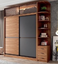 找得 - 120CM 2門 推拉門單衣櫃 深灰加胡桃木門48寸推拉門單衣櫃 17029