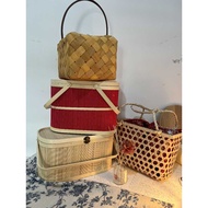 UNIGOLD Raya Bamboo Basket Wooden Wicker Basket Rattan Basket with Handle | Big Capacity