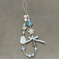 Blue Ribbon Bow Snowman Phone Case Lanyard ccd Camera