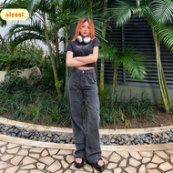 Nicool N41-Q8 women's straight-leg jeans with reverse pockets