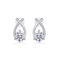 Classic 925 Sterling Silver Fine Jewelry Full Diamond Stud Earring 1CT Moissanite Earrings