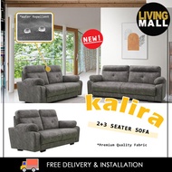 Living Mall Kalira Series 2-Seater + 3-Seater Sofa Set Premium Water Repellent Fabric in Grey