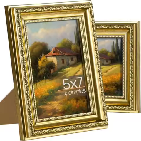 5x7 Picture Frame with Real Glass, Ornate Vintage 5 x 7 Photo Frames for Wall Decor or Tabletop Disp