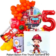 FIRE TRUCK GARLAND 80SP Balloon Package / Fire truck birthday decoration