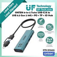 ONTEN 6-in-2 Twins USB-C/A USB 3.2 Gen 2 10Gbps 3 Ports Hub Adapter SD+TF PD Charge Laptop Windows O