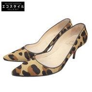 二手 Christian Louboutin 豹紋小馬高跟鞋，女ブラウン， 36 碼。