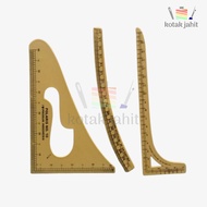 Penggaris pola jahit baju MINI KECIL merk polaris 8 9 10 bebek lurus siku lengkung pinggul di buku