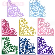 DAIJI 8Pcs Flowers Die Cuts, Lace Corner Corner Die Cuts, Embossing Template Butterfly Silver 2 Inch