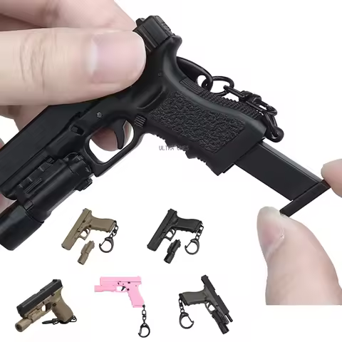 Mini Tactical Pistol Shape Keychain G17 Model Key Ring Detachable Plastic Model Keychain Backpack Ve