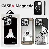 High quality Magnetic phone case CASETiFY【Little Ghost Sticker Koichi Yairi】For iPhone 15 Pro Max 12 13 14 Pro Max 14 15 Plus Mirror effect shockproof hard with Box packi