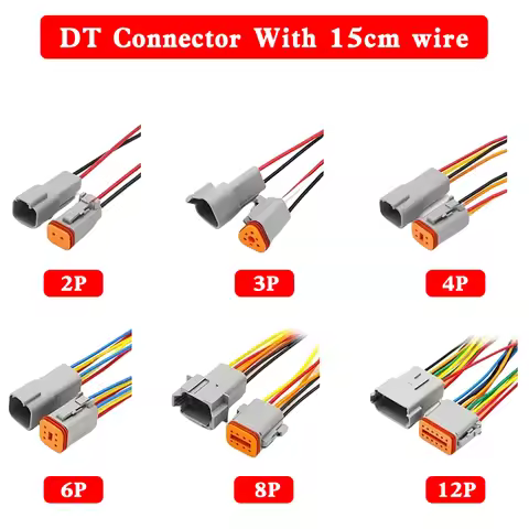 5 Sets Deutsch DT Waterproof Electrical Connector (DT06 - 2S/DT04 - 2P) with 15cm Wiring Harness - 2
