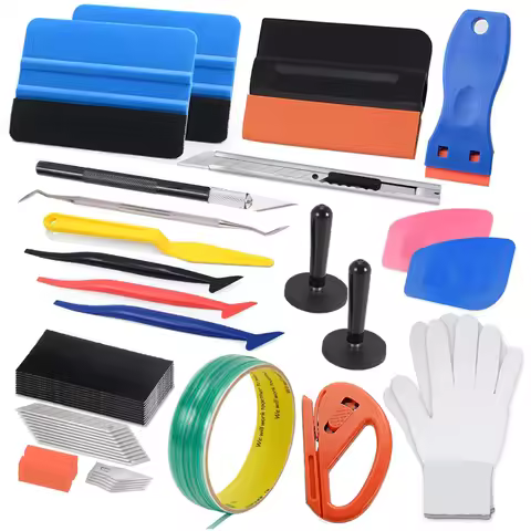 Car Window Tint Vinyl Wrap Tool Kit 5M Knife Tape Felt Squeegee Micro Scraper Film Tool Wrap Magnets