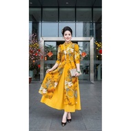 890- 4-panel small collar dress worn like ao dai, middle-aged dress, fake ao dai dress, big size dre