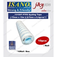 [ 10pcs / 20pcs ] ISANO 1315ST PTFE Sealing Tape 15mtr ( 13mm x 0.1mm ) SIRIM Water Pipe White P.T.F