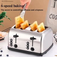 Toaster Full Stainless Steel Toaster 4slice Long Extra-wide Slots With Removable Tray Cancel/defrost
