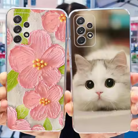 For Samsung Galaxy A32 SM-A325F Cute Flower Cat Pattern Phone Case For Samsung A32 4G Soft Silicone 