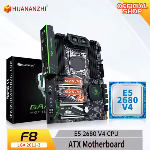 HUANANZHI X99 F8 LGA 2011-3 XEON X99 Motherboard with Intel E5 2680 V4 support DDR4 RECC NON-ECC mem