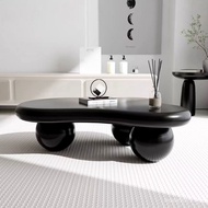 French Small Apartment Black New Style Coffee Table Pier Side Table Modern Simple Round Pier Cloud H