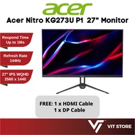 ACER Monitor 27" LED KG273U P1 IPS 2560x1440 144Hz 1ms HDMI DP Speaker 3Y Gaming